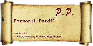 Pozsonyi Pető névjegykártya